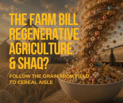 Cereal tornado over a wheat field representing General Mills, regenerative agriculture and Shaquille O'Neal